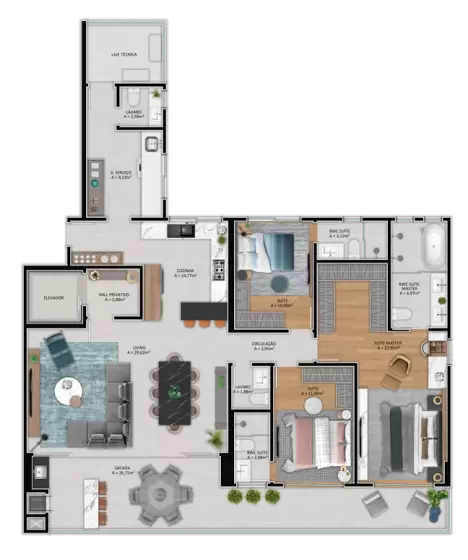 planta Apartamento Final 2 - Sacada Estendida
