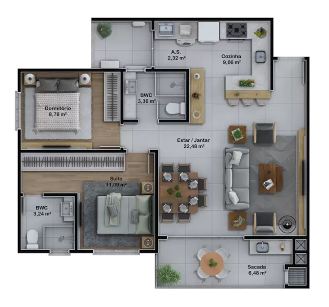 planta Apartamento Final 1 e 2