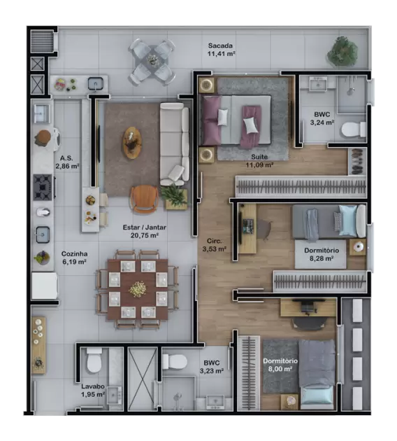 planta Apartamento Final 4 e 5