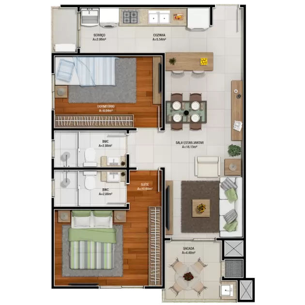 planta Apartamento final 1 e 4