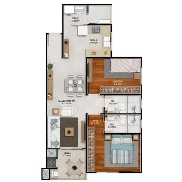 planta Apartamento final 2 e 3
