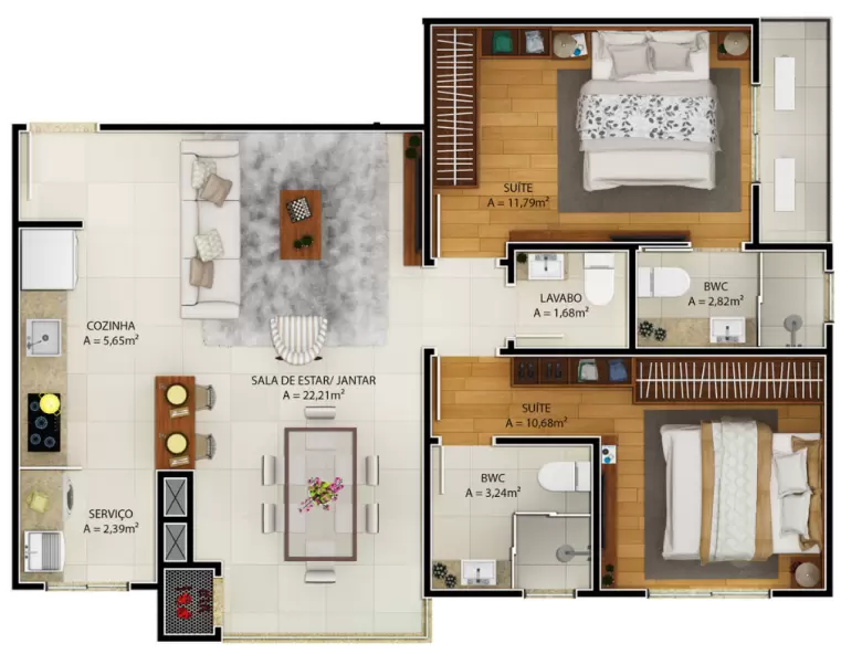 planta Apartamento final 1 e 2