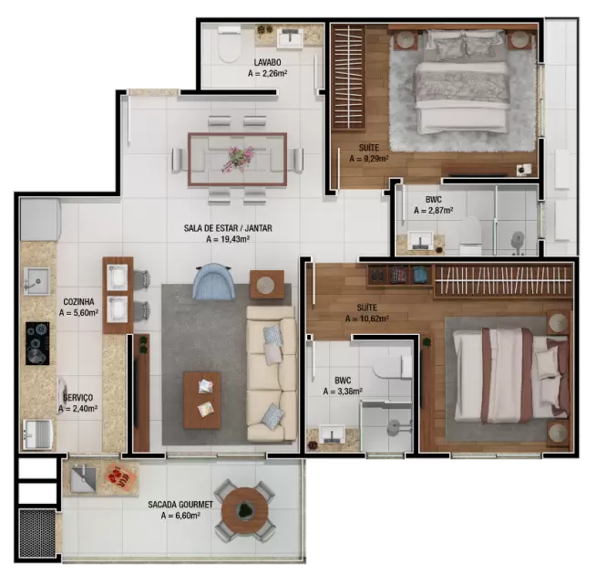 planta Apartamento final 1 e 2