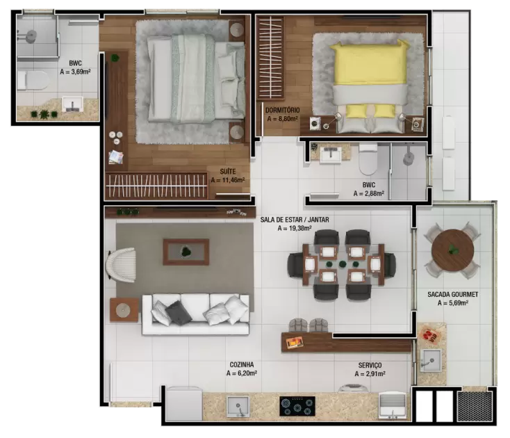 planta Apartamento final 3 e 4